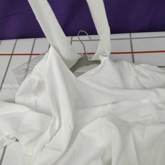 White Long Sleeve Bow Tie Neck Blouse - Picture 7 of 8